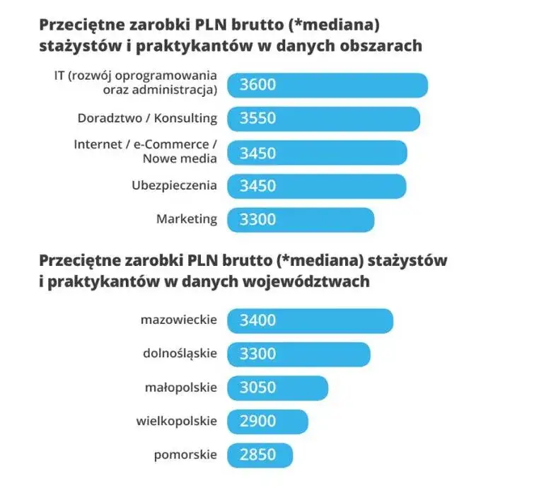 Zarobki stażyst&oacute;w w Polsce