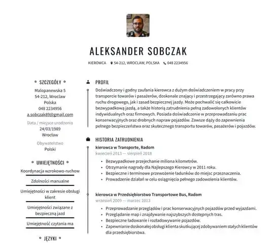 przykładowe profesjonalne CV