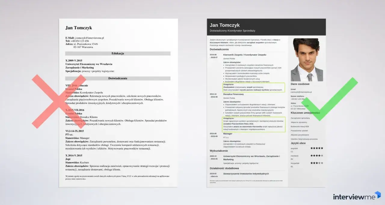 przykłady profili zawodowych CV