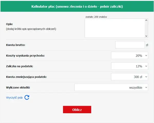 koszty umowy zlecenie kalkulator