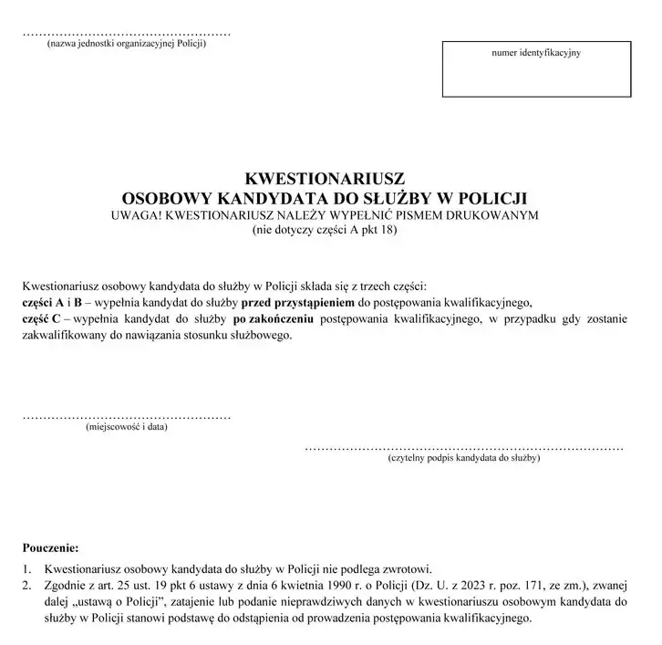 kwestionariusz osobowy dla kandydata wzór