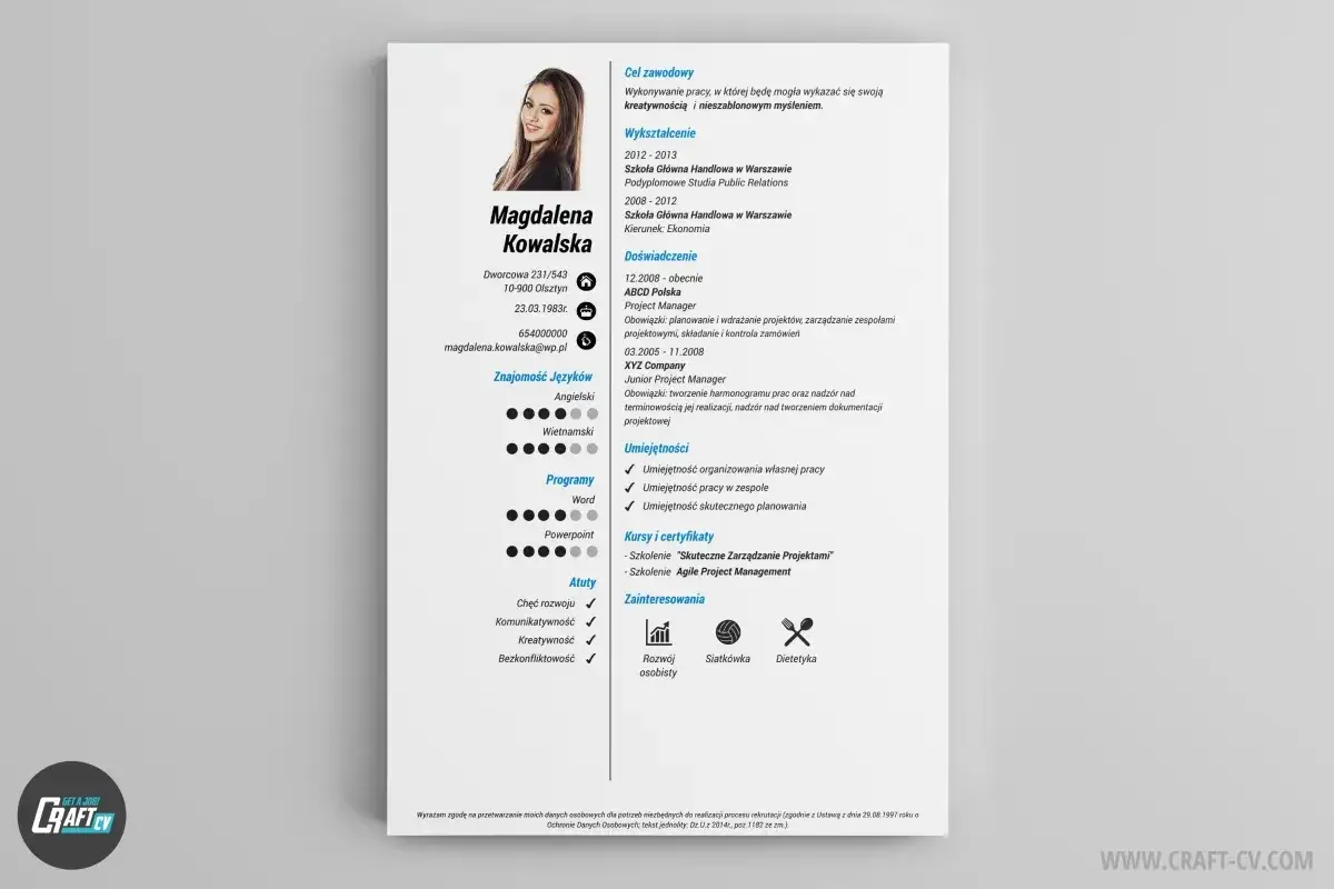 nowoczesny szablon CV