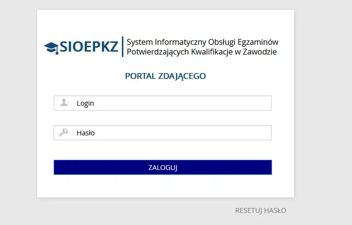 SIOEPK portal zdającego strona logowania