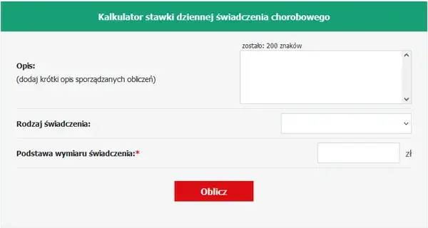 Kalkulator zasiłku chorobowego ZUS