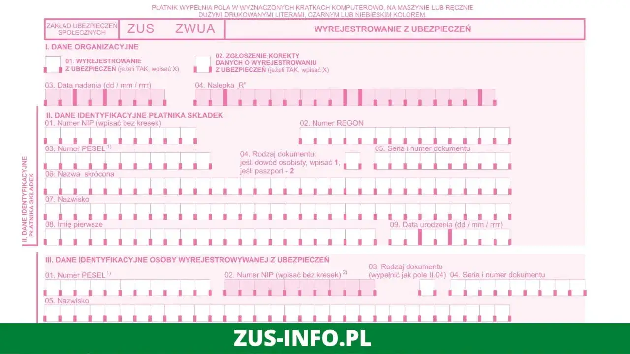 formularz ZUS ZWUA