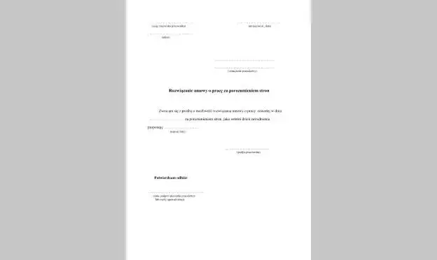 Porozumienie stron rozwiązanie umowy